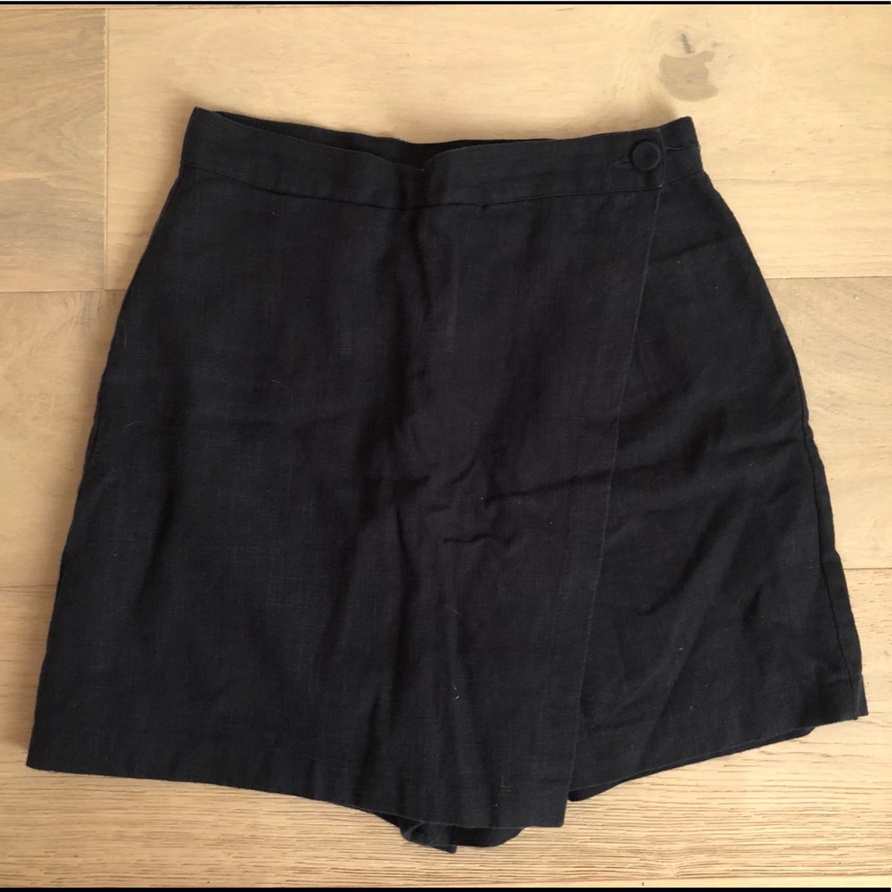 Le Pitta Navy Blue Linen Skort (Small)